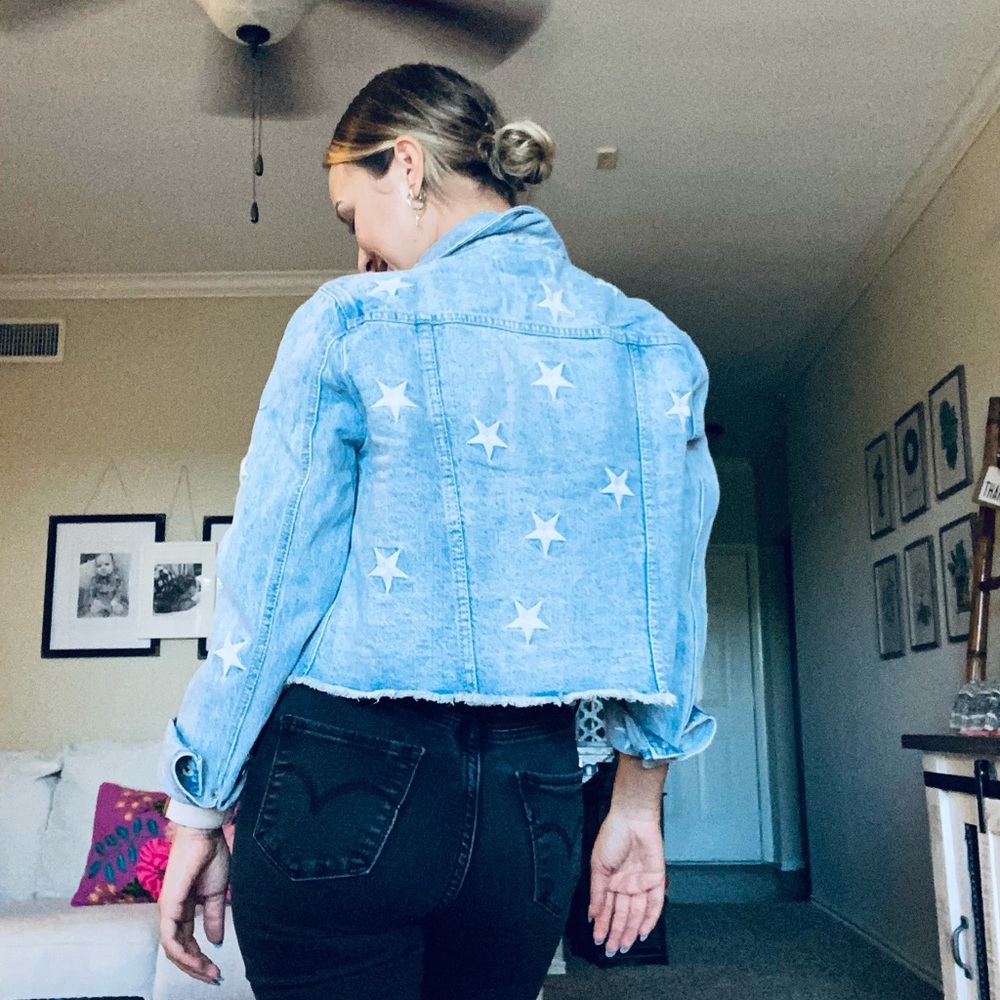 Embroidered star denim jacket